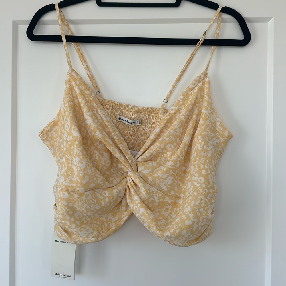 Abercrombie & Fitch Knot Front Cami Sunny Yellow Tank Top size large